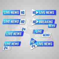 Gratis vector stijl live streams nieuwsbanners