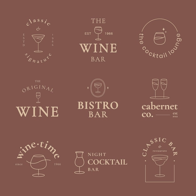 Stijlvolle bar logo sjabloon vector set