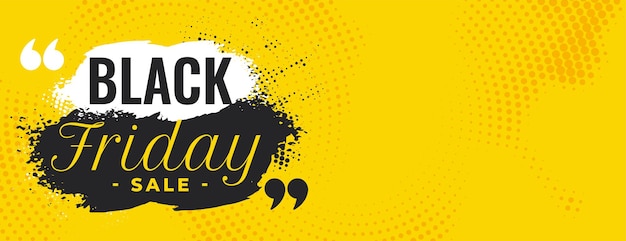 Gratis vector stijlvolle black friday gele verkoopbanner met halftooneffect