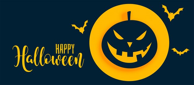 Stijlvolle happy halloween banner met pompoen en geest