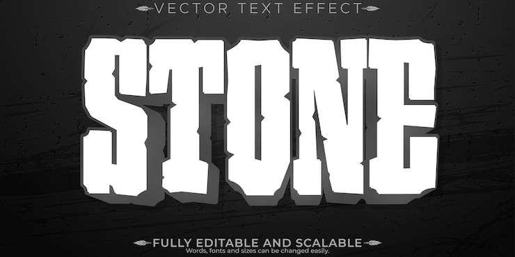 Gratis Vector stone tekst effect bewerkbare rock en crack aanpasbare lettertype stijl