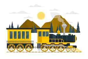 Gratis vector stoomtrein concept illustratie