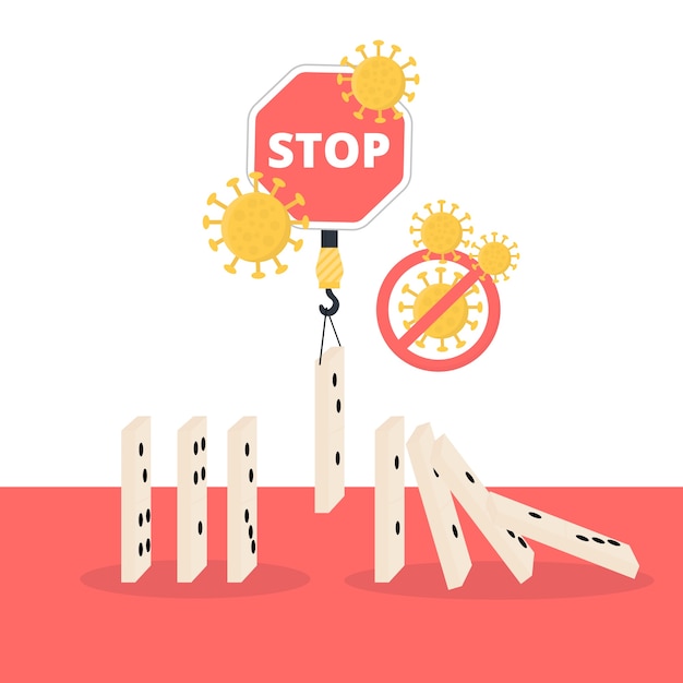 Stop coronavirus concept dominostenen