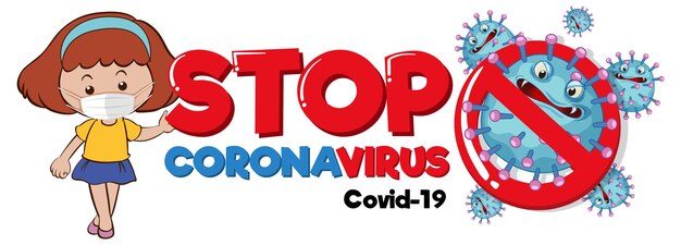 Stop Coronavirus-lettertypeontwerp met stop coronavirus-teken op witte achtergrond
