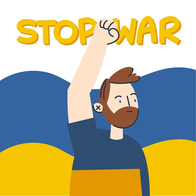 Gratis vector stop de oorlog in oekraïne met karakter
