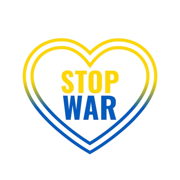 Stop oorlog in Oekraïne concept met vlag kleur hart