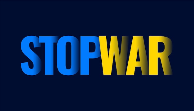 Stop oorlogstekst in het concept van de vlagstijl van Oekraïne