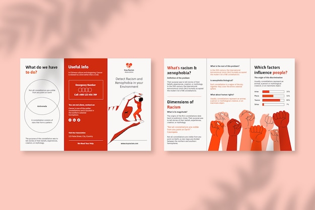 Gratis vector stop racisme brochure sjabloonontwerp