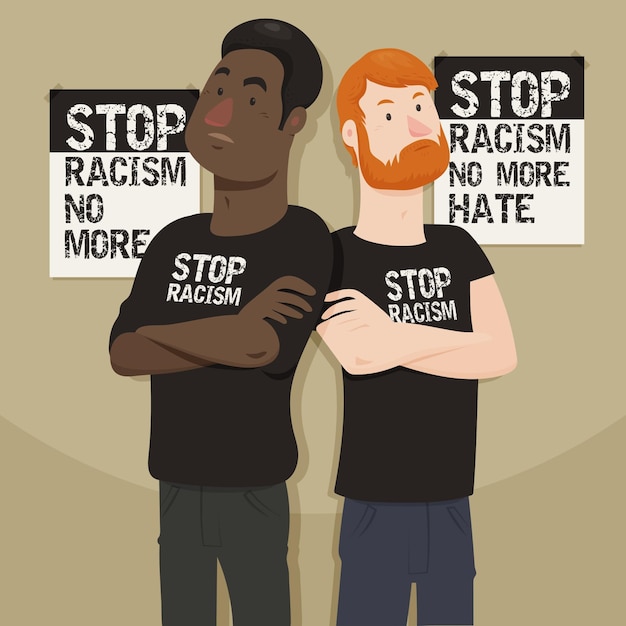 Gratis vector stop racisme met mannen