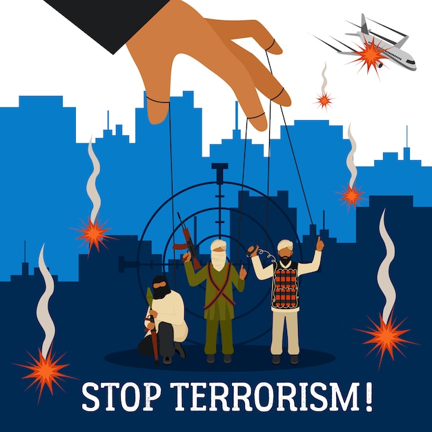 Stop terrorisme illustratie