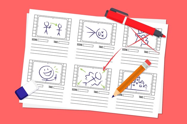 Storyboard concept met potlood en marker