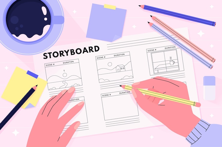 Gratis Vector storyboard illustratie concept