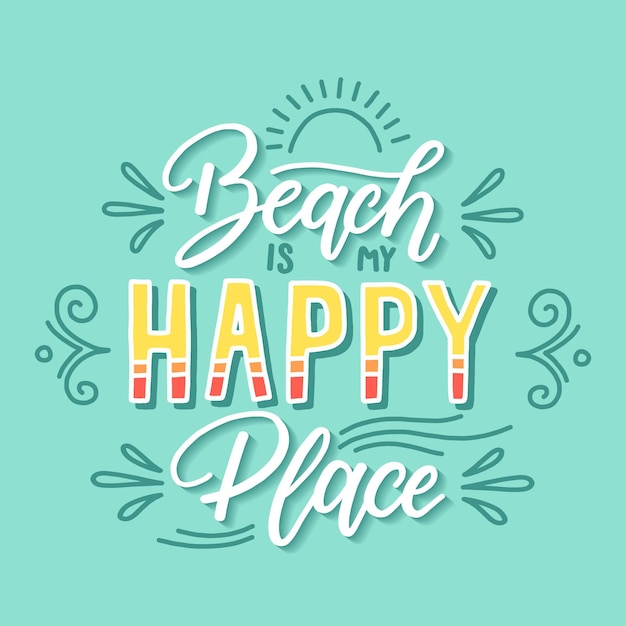 Gratis vector strand happy place quote belettering