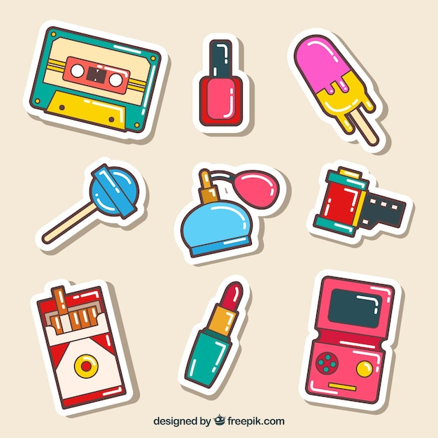 Gratis vector strip stickers met leuke stijl