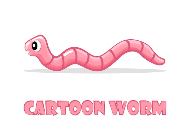 Stripfiguur van een lange roze worm.