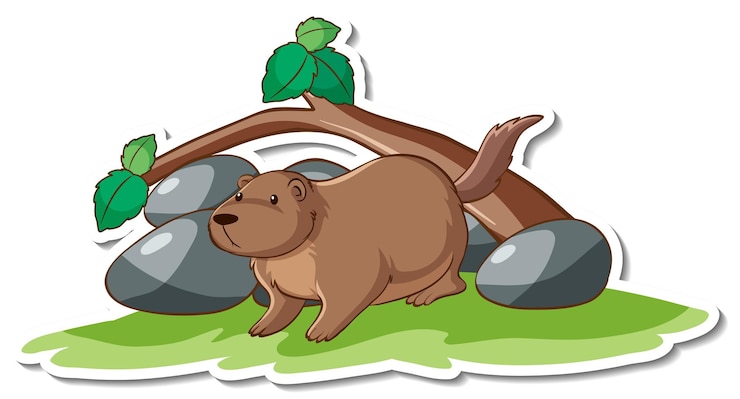 Gratis Vector stripfiguur van schattige otter-sticker