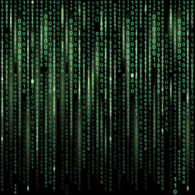 Stroom van binaire code op het scherm. Abstracte vector achtergrond. Gegevens en technologie, decodering en codering