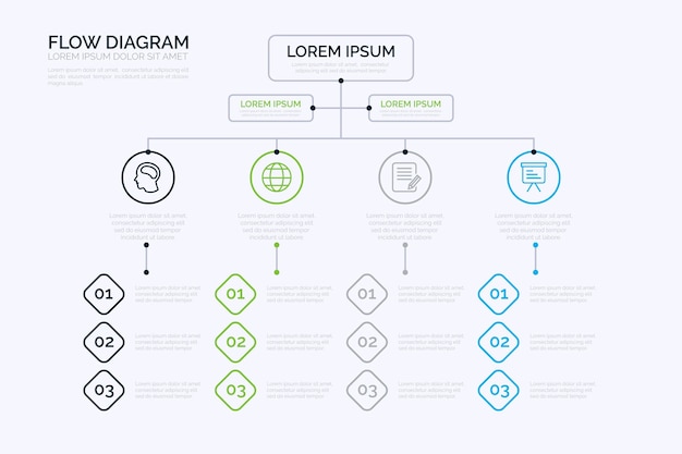 Gratis vector stroomdiagram infographic sjabloon