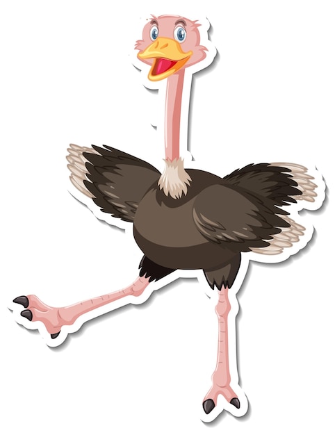 Gratis vector struisvogel stripfiguur sticker