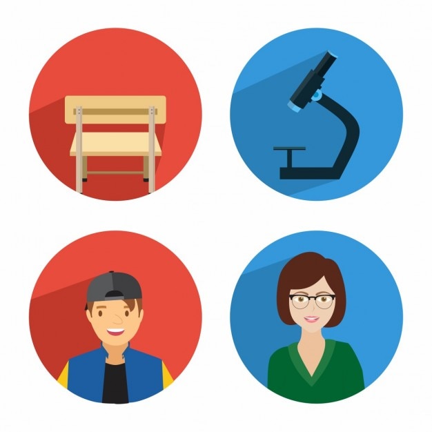 Student learning icon set