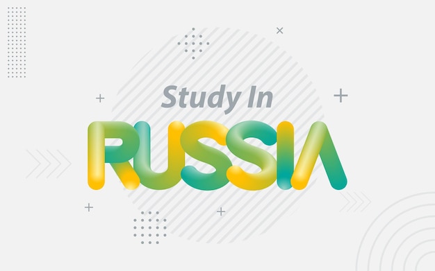 Studie in rusland creatieve typografie met 3d blend effect vector illustratie