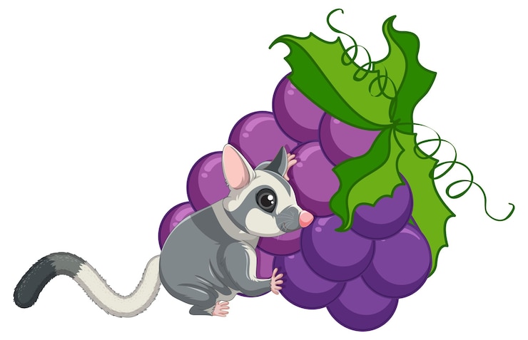 Gratis Vector suikerzweefvliegtuig die druiven eet