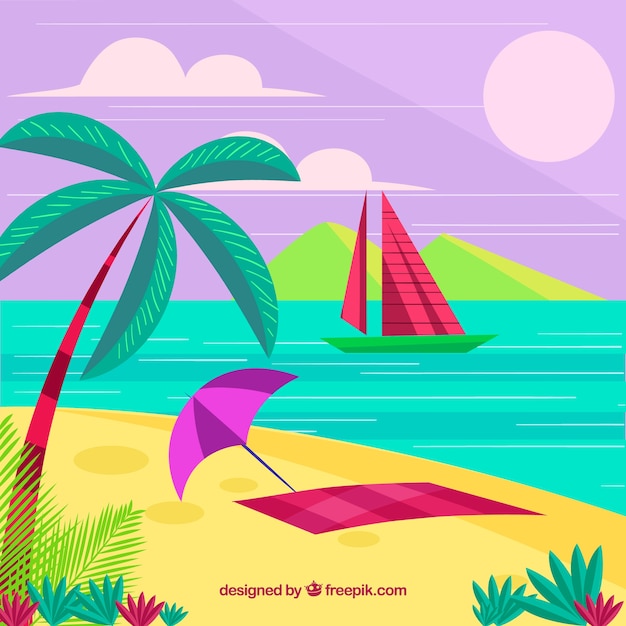 Gratis vector summe-achtergrond met paradijseiland