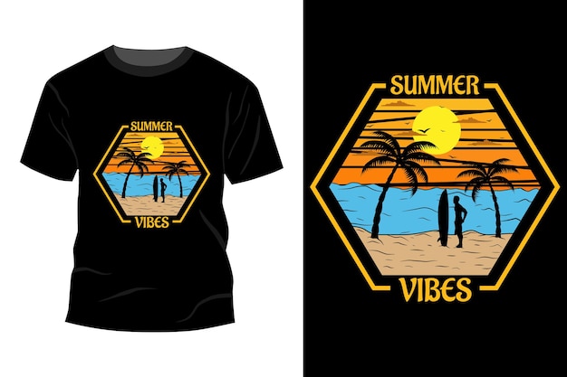 Summer vibes t-shirt mockup ontwerp vintage retro