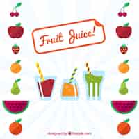 Gratis vector sunburst achtergrond met vruchtensappen en decoratieve vruchten