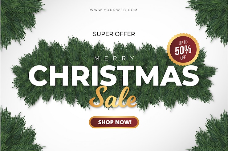 Gratis Vector super merry christmas sale banner