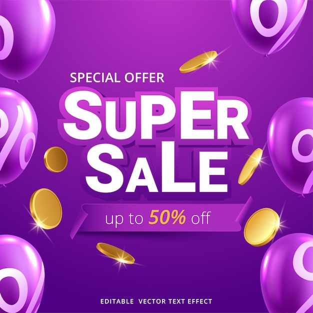 Gratis vector super sale banner-tempelontwerp voor media-promoties