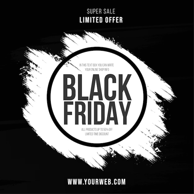 Super Sale Black Friday-banner met penseelstreekachtergrond