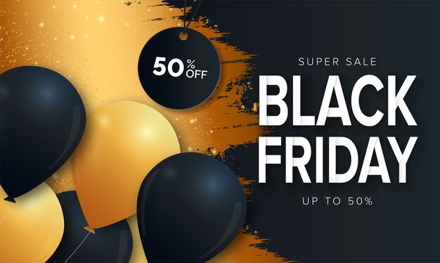 Super sale black friday-banner met splash-ontwerp