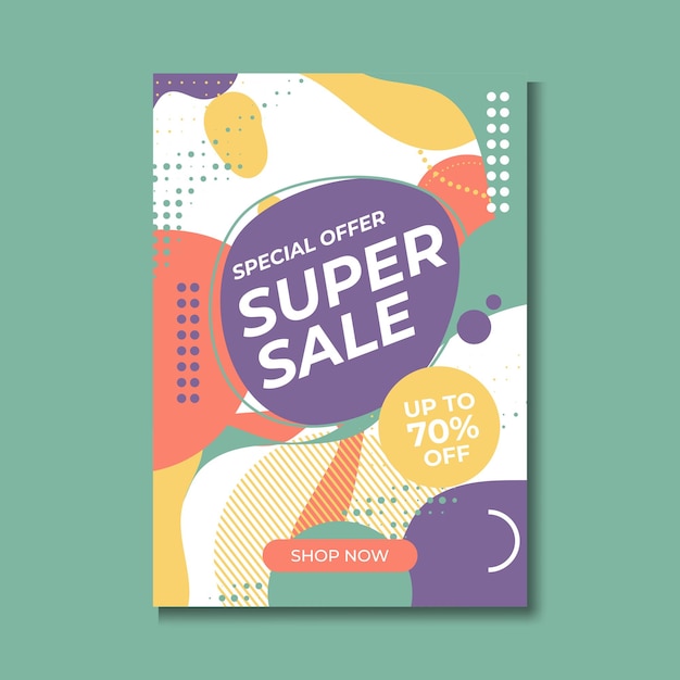 Gratis vector super sale-poster, spandoek. grote verkoop, opruiming. 70% korting. vector illustratie.