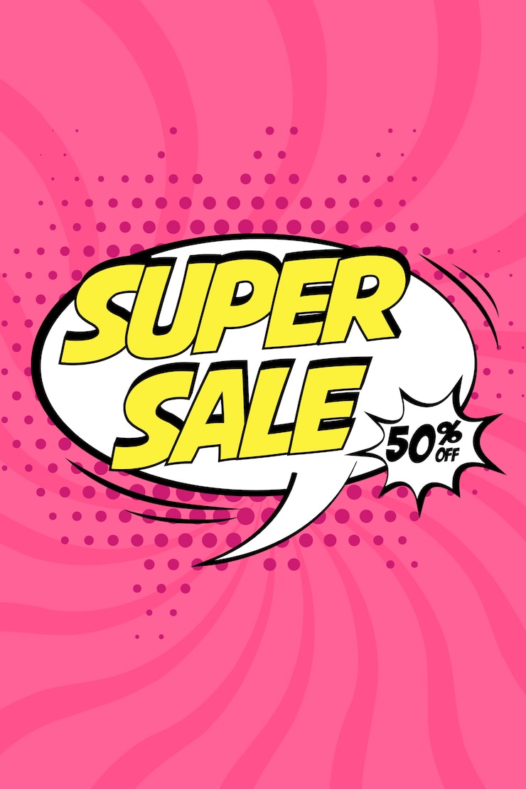 Gratis Vector super sale vector design met comic speech bubble in pop art stijl
