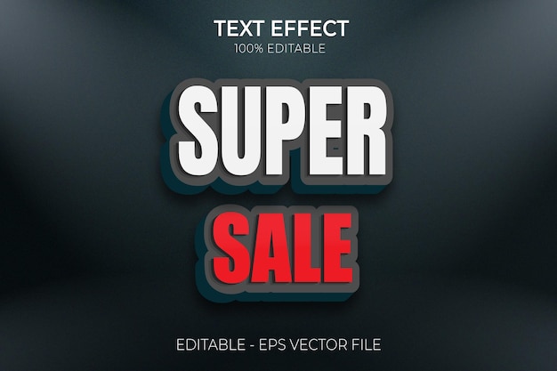 Super verkoop bewerkbaar bewerkbaar teksteffect vetgedrukte kop 3d-stijl teksteffect premium vector Premium Vector
