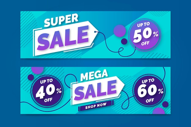 Gratis vector super verkoop verloop banners ontwerp