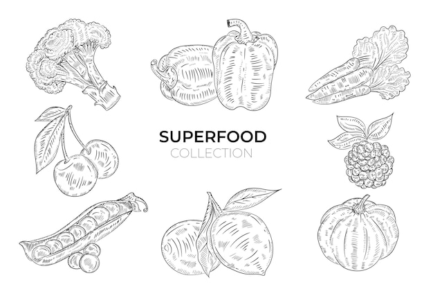 Gratis vector superfood-collectie