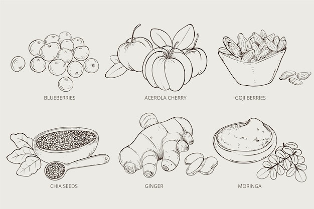 Gratis vector superfood-collectie