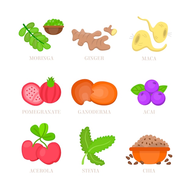 Gratis vector superfood gezonde groenten en fruit