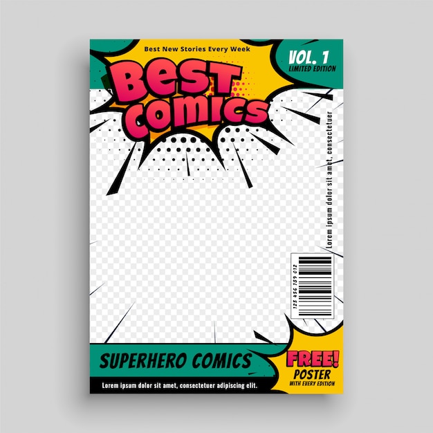 Gratis vector superheld comic magazine voorblad