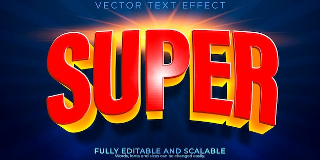 Superheld teksteffect bewerkbare cartoon en komische tekststijl