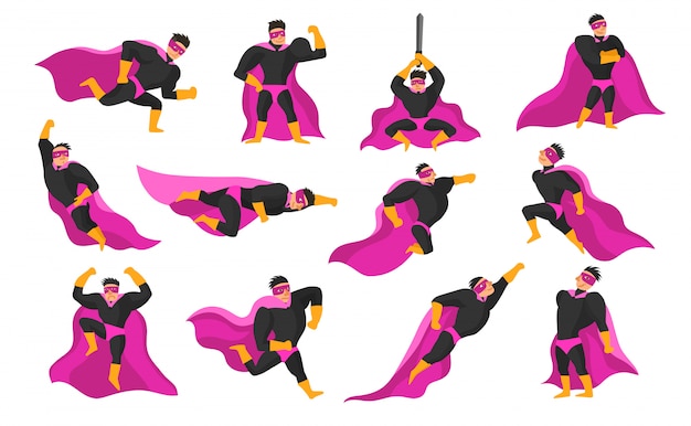 Superhero acties en emoties set