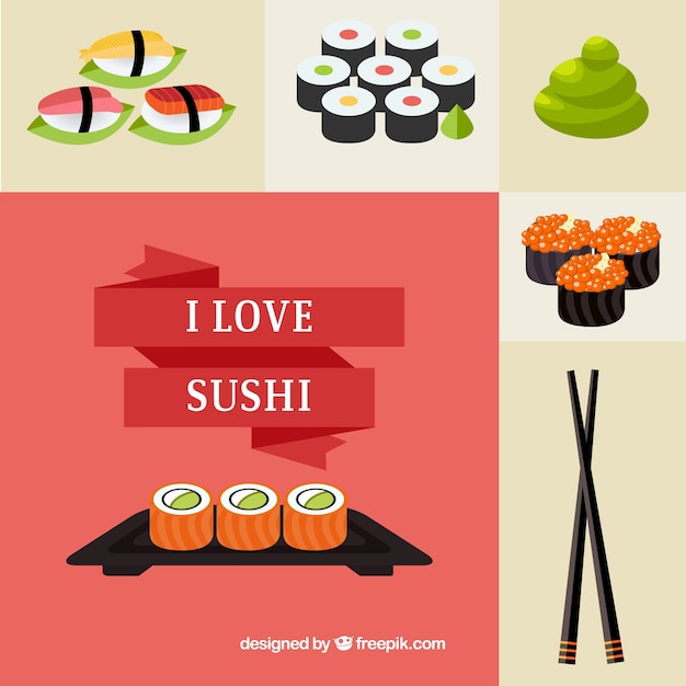 Gratis vector sushi achtergrond