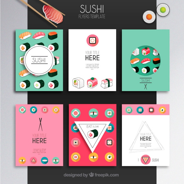 Gratis vector sushi flyers template