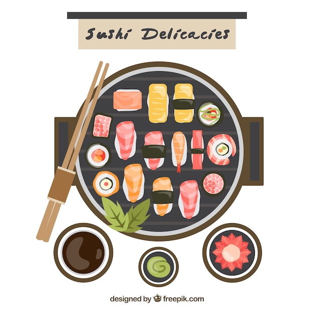 Gratis vector sushi klaar te eten