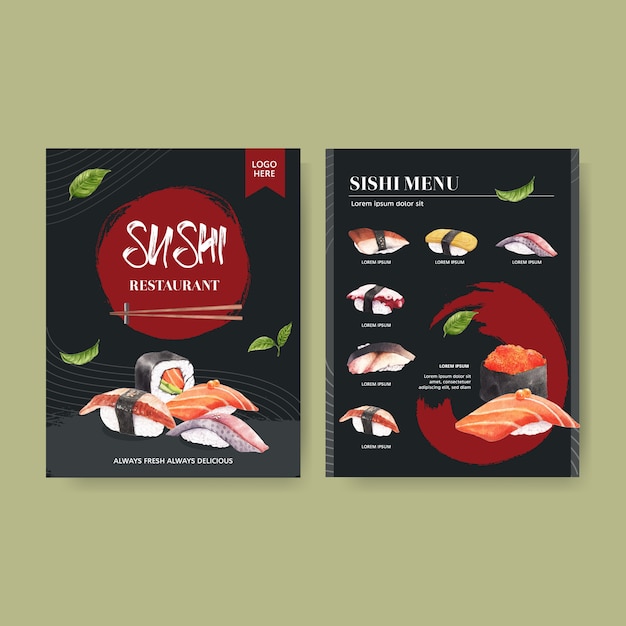 Sushi-menu voor restaurant.