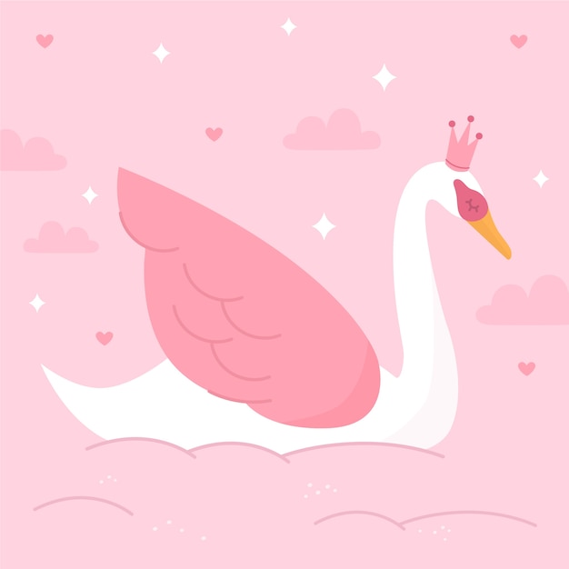 Gratis vector swan prinses illustratie concept