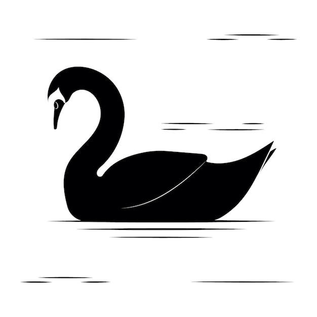 Gratis vector swan sillhouette illustratie op meer