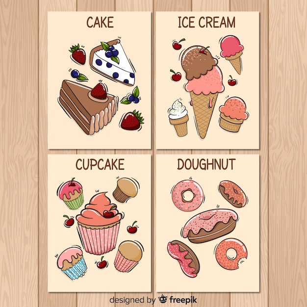 Gratis vector sweet food-kaartcollectie